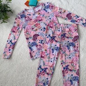 NWT Posh Peanut Lyric 2 pc. Basic Pink Floral Pajama Set 3T-4T